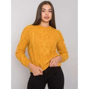 Ladies' mustard sweater with braids