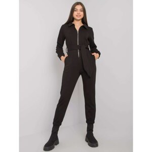 Black cotton jumpsuit with belt from Marin