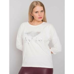 Cotton blouse Ecru plus sizes with print