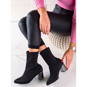 TRENDI SLIDING ANKLE BOOTS WITH SILVER HEEL