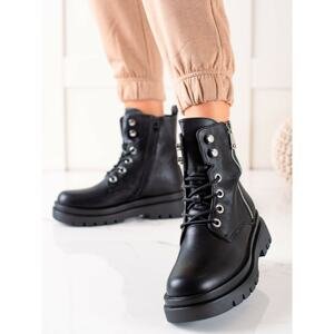 SIXTH SENSE LACE-UP ANKLE BOOTS WITH DECORATIVE ZIPPER