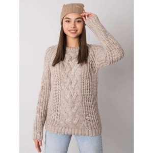 RUE PARIS Knitted beanie in beige color