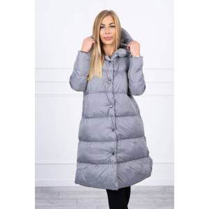 Quilted winter jacket with a hood dark gray