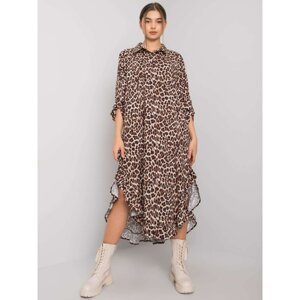 OH BELLA Beige leopard print shirt dress