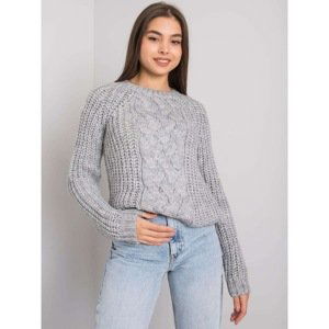 RUE PARIS Gray women's sweater with braids