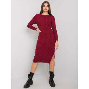 RUE PARIS Burgundy knitted dress with braids