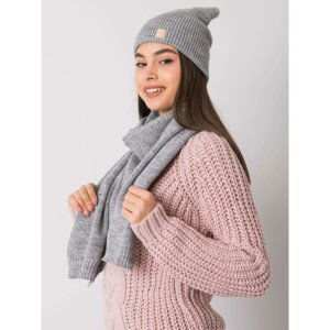 RUE PARIS Grey winter set with hat and scarf