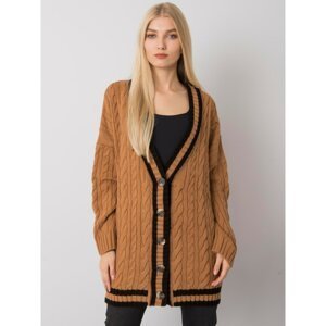 Women's camel button-up sweater