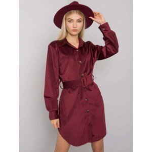Burgundy dress with buttonhole