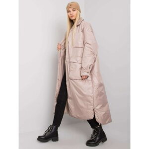 Beige long women's quilted jacket