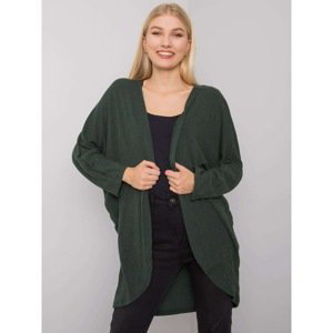 Women's knitted cape of dark green color