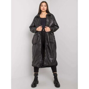Women's long black quilted jacket