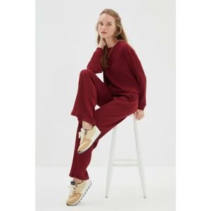 Trendyol Claret Red Recycle Fabric Knitted Bottom-Top Set