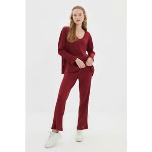 Trendyol Claret Red Knitted Bottom-Top Set