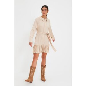 Trendyol Stone Belted Pleated Dress