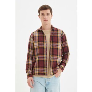 Trendyol Claret Red Men Slim Fit Shirt Collar Lumberjack Plaid Shirt