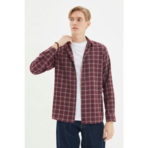 Trendyol Red Men's Slim Fit Plaid Shirt