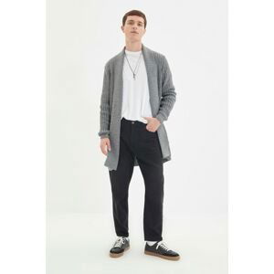 Trendyol Gray Men Regular Fit Shawl Collar Long Knitwear Cardigan