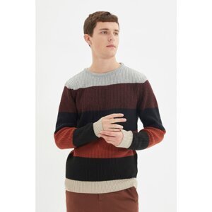 Trendyol Multicolored Men's Regular Fit Crew Neck Paneled Knitwear Sweater