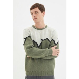 Trendyol Green Men's Crew Collar Slim Fit Knitwear Sweater