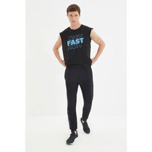 Trendyol Black Men Regular Fit Printed Mesh Detailed Sweatpants