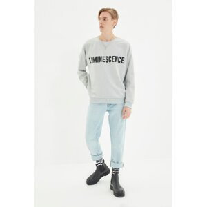 Trendyol Gray Men's Printed Oversize Fit Sweatshirt