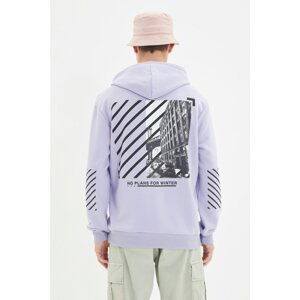 Trendyol Lilac Men Regular Fit Long Sleeve Hooded Printed Sweatshirt