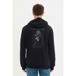 Trendyol Black Men's 100% Organic Cotton Printed Regular Fit Sweatshirt