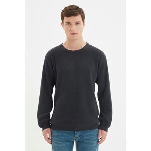 Trendyol Anthracite Men's Oversize Wide Fit Crew Neck Basic Sweater