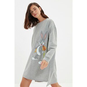 Trendyol Gray Bugs Bunny Licensed Knitted Dress