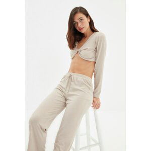 Trendyol Beige Knitted Bottom-Top Set