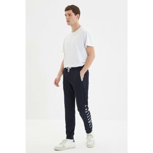 Trendyol Navy Men Regular Fit Printed Zipper Pocket Sweatpants