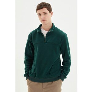 Trendyol Emerald Men Men's Regular/Regular Cut, Zippered Standing Collar With Pockets, Warm Sweatshirt.