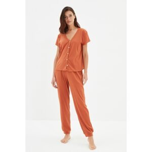 Trendyol Cinnamon Camisole Knitted Bottom-Top Set