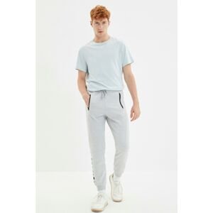 Trendyol Men's Gray Regular Fit Zipper Pocket Printed Sweatpants