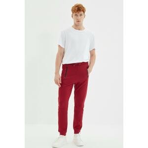 Trendyol Claret Red Men Regular Fit Zipper Pocket Printed Sweatpants