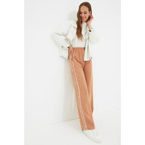 Trendyol Camel Wide Leg Side Snap Detailed Knitted Sweatpants