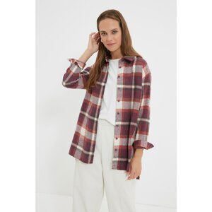 Trendyol Plum Shirt Collar Plaid Tunic