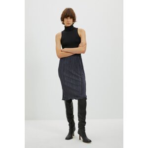 Trendyol Gray Pleated Midi Knitted Skirt