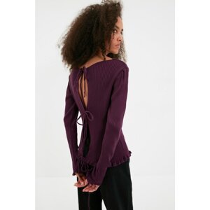 Trendyol Plum Ribbed Back Detailed Knitwear Sweater