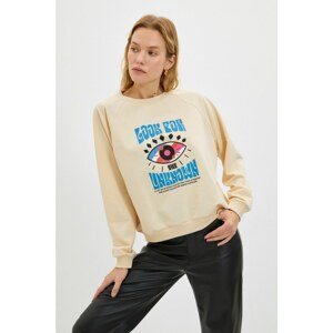 Trendyol Beige Knitted Basic Slim Sweatshirt