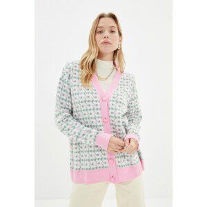 Trendyol Pink Oversize Jacquard Knitwear Cardigan