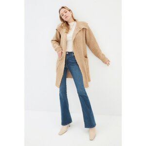 Trendyol Camel Oversize Pocket Detailed Knitwear Cardigan