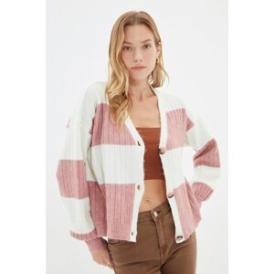 Trendyol Dried Rose Color Block Knitwear Cardigan