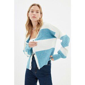 Trendyol Blue Color Block Knitwear Cardigan