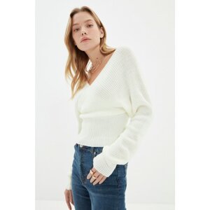 Trendyol Ecru Double Breasted Collar Knitwear Sweater