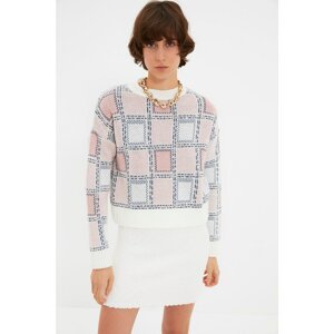 Trendyol Ecru Square Jacquard Knitwear Sweater