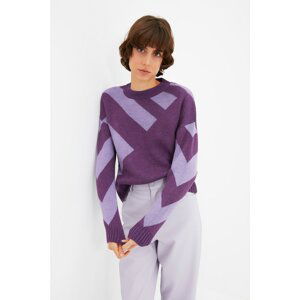 Trendyol Purple Jacquard Knitwear Sweater