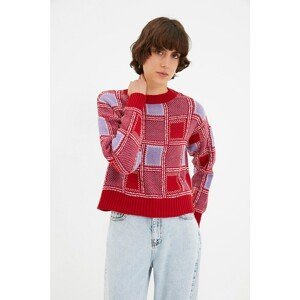Trendyol Red Square Jacquard Knitwear Sweater