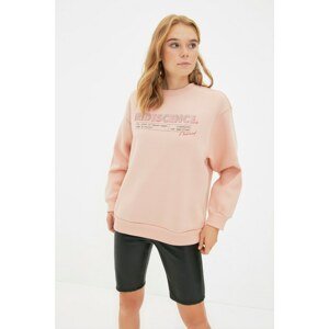 Trendyol Pink Printed Basic Knitted Sweatshirt